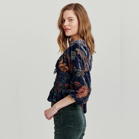 ANOTHER LOVE Burnout FLORA Velvet Peplum Top  NWT - Picture 2 of 3